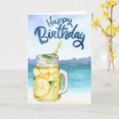 Happy Birthday Waterverf Lemonade Beach Kaart (Gele Bloem)