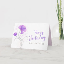 Happy Birthday waterverf paarse papaverbloem Kaart