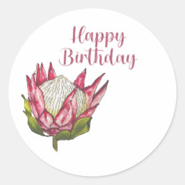 Happy Birthday Waterverf Protea Label set