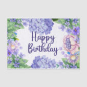 Happy Birthday Waterverf Purple Flowers Tissuepapier (Voorkant)