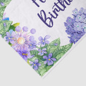 Happy Birthday Waterverf Purple Flowers Tissuepapier (Detail)