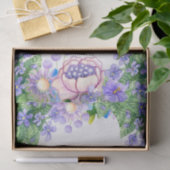 Happy Birthday Waterverf Purple Flowers Tissuepapier (Geschenk)