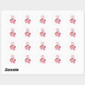Happy Birthday Waterverf Rode & Roze bloemen Ronde Sticker (Vel)