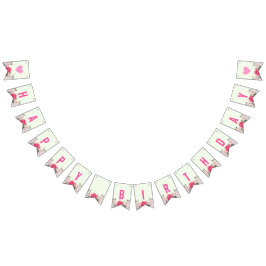 Happy Birthday Waterverf roze rozen Vlaggetjes