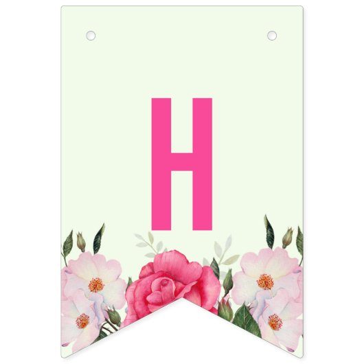 Happy Birthday Waterverf roze rozen Vlaggetjes (Tweede vlag)