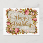 Happy Birthday  Waterverf Rozen Briefkaart (Voorkant)