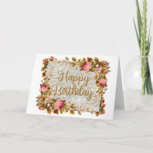 Happy Birthday  Waterverf Rozen Kaart