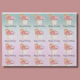 Happy Birthday Waterverf Rozen Tissuepapier