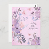 Happy Birthday Waterverf Wildflowers Briefkaart (Voorkant / Achterkant)