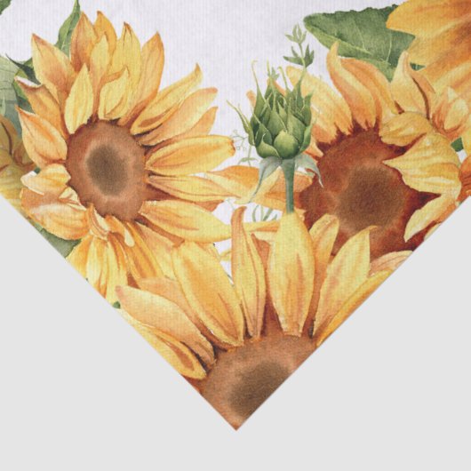 Happy Birthday Waterverf Zonnebloemen & Vogels Tissuepapier (Detail)