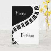Happy Birthday - Wavy Curved Piano Keys Kaart (Gele Bloem)