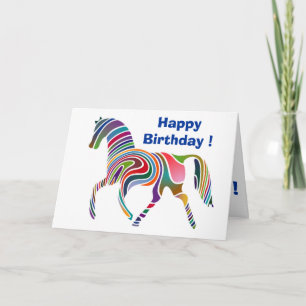 "HAPPY BIRTHDAY" WAVY RAINBOW HORSE KAART