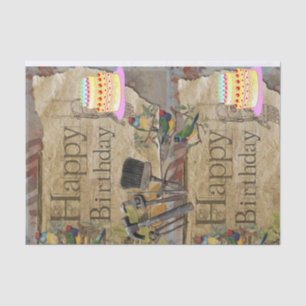 Happy Birthday-Weefpapier bouwgereedschappen Tissuepapier