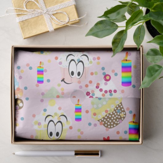 Happy Birthday-Weefpapier — cupcake Tissuepapier (Geschenk)