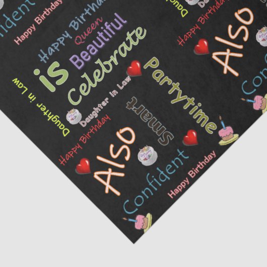 Happy Birthday Weefpapier dochter in wet Tissuepapier (Detail)