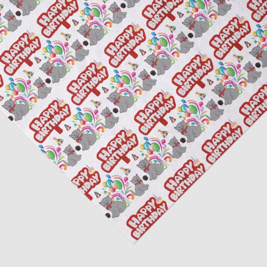 Happy Birthday Weefpapier katten Tissuepapier (Detail)