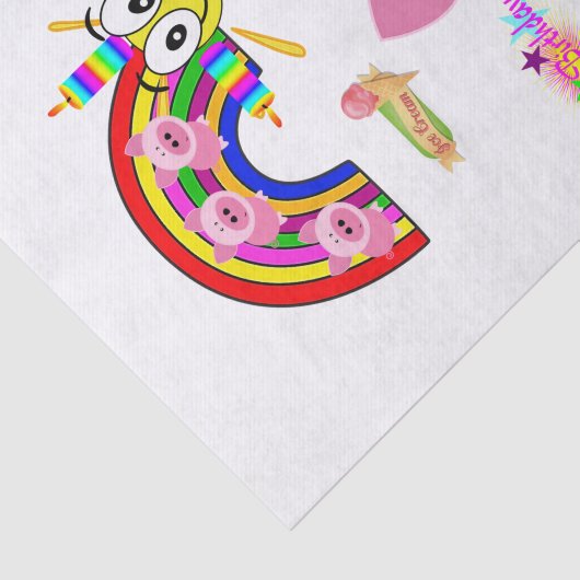 Happy Birthday Weefpapier Roze Varig Tissuepapier (Detail)