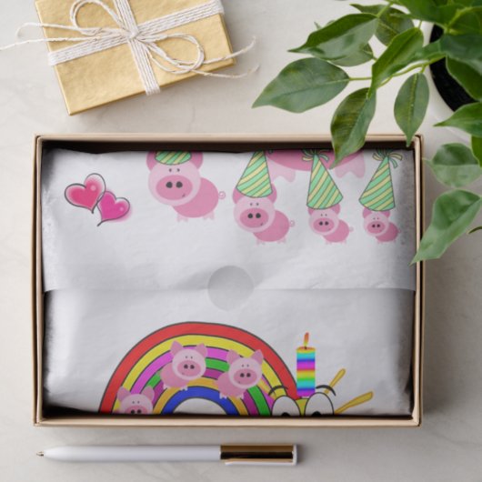 Happy Birthday Weefpapier Roze Varig Tissuepapier (Geschenk)