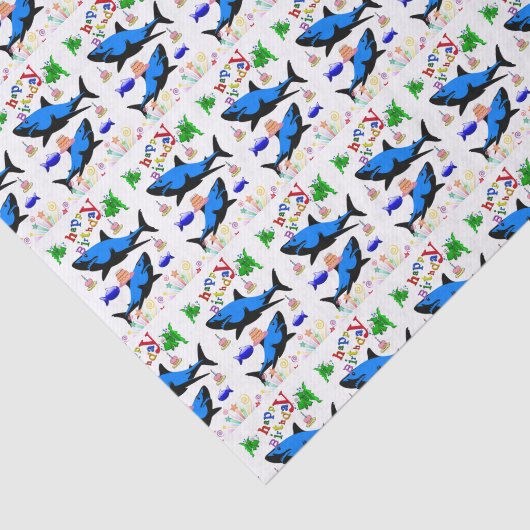 Happy Birthday Weefpapier Shark Tissuepapier (Detail)