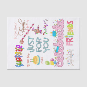 Happy Birthday-Weefpapier VriendenfamilieVerrassin Tissuepapier