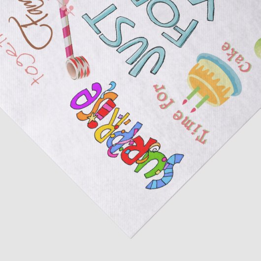 Happy Birthday-Weefpapier VriendenfamilieVerrassin Tissuepapier (Detail)