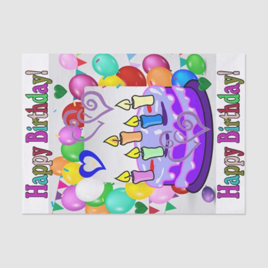 Happy Birthday-weefselballonnen Tissuepapier (Voorkant)