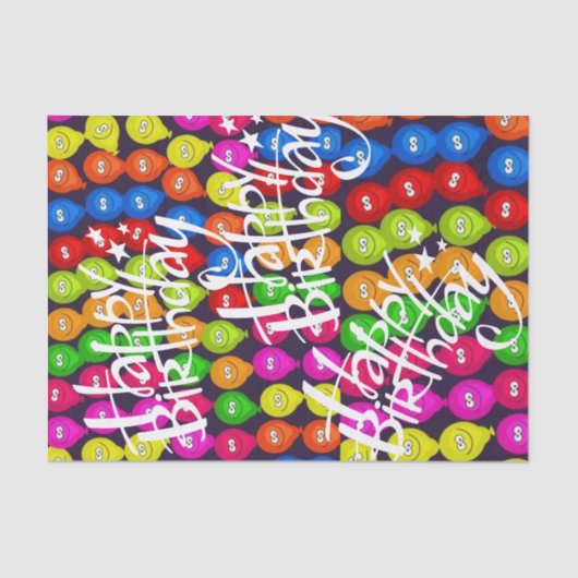 Happy Birthday-weefselballonnen Tissuepapier (Voorkant)