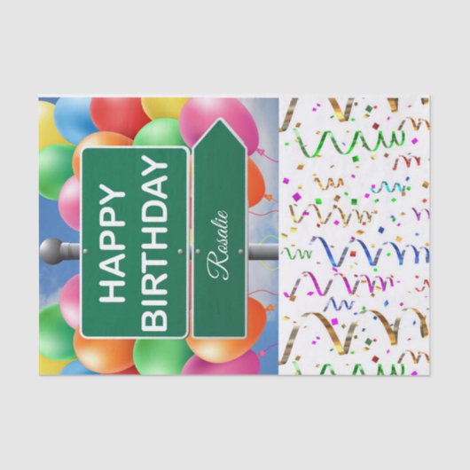 Happy Birthday-weefselballonnen Tissuepapier (Voorkant)