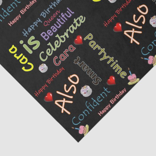 Happy Birthday-weefselcara Tissuepapier (Detail)