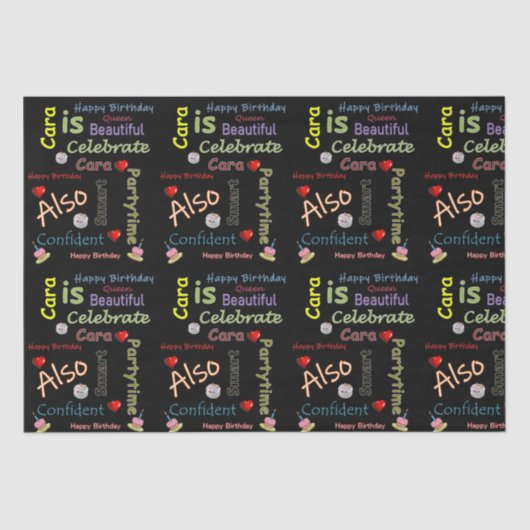 Happy Birthday-weefselcara Tissuepapier (Voorkant)