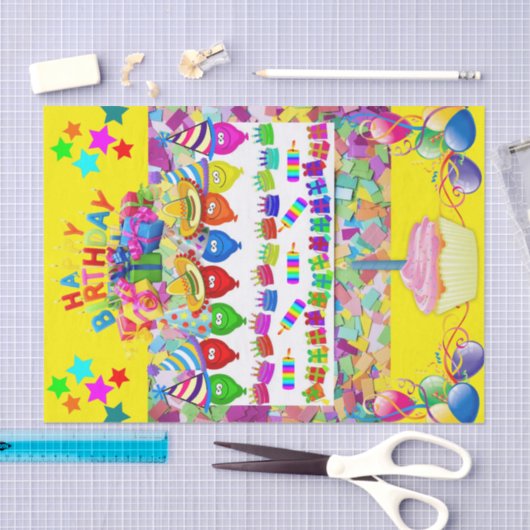 Happy Birthday-weefselpaper Tissuepapier (Craft)