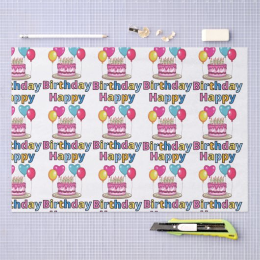 Happy Birthday-weefselpaper Tissuepapier (Craft)
