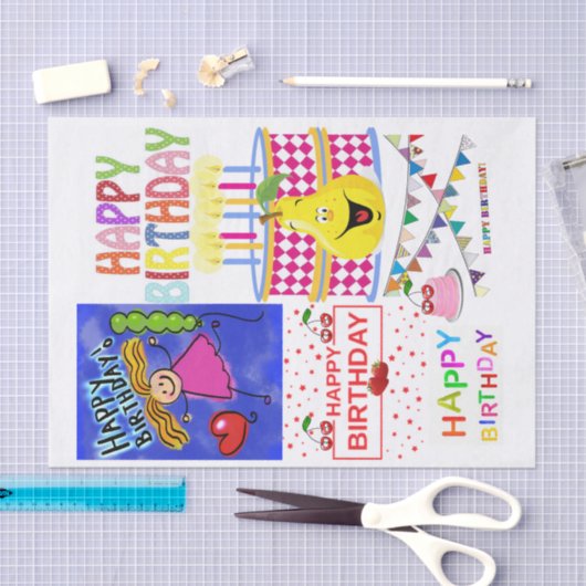 Happy Birthday-weefselpaper Tissuepapier (Craft)