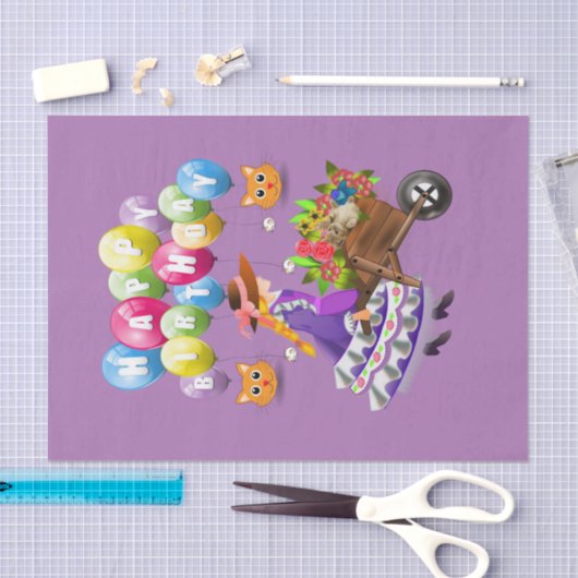 Happy Birthday-weefselpapier Victoriaans Tissuepapier (Craft)