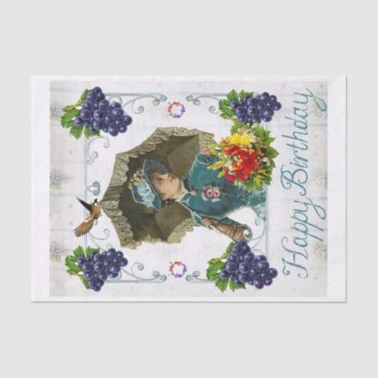 Happy Birthday-weefselpapier Victoriaans Tissuepapier (Voorkant)