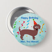 Happy Birthday Weiner Ronde Button 7,6 Cm (Voorkant /achterkant)