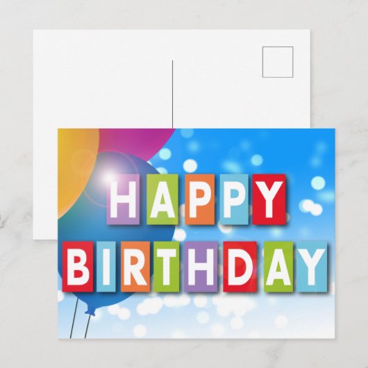 Happy Birthday Wenskaart 1 Briefkaart (Voorkant / Achterkant)