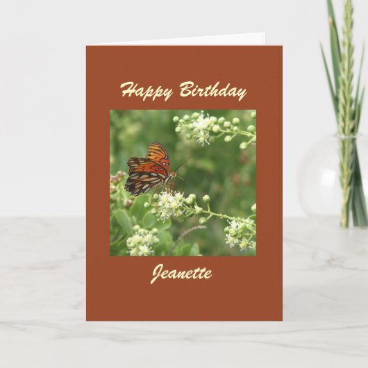 Happy Birthday Wenskaart, Butterfly, Custom Kaart (Voorkant)