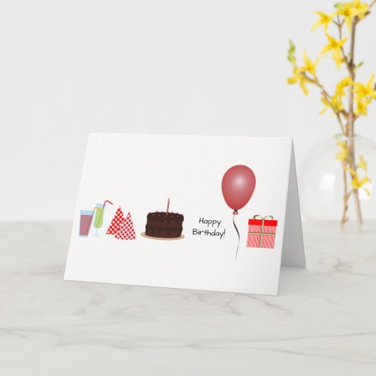 Happy Birthday Wenskaart - in het rood Kaart (Gele Bloem)