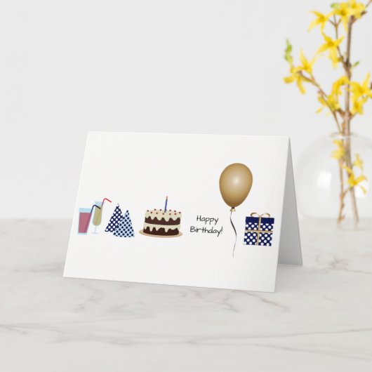 Happy Birthday Wenskaart - in marineblauw Kaart (Gele Bloem)