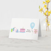 Happy Birthday Wenskaart - in roze en blauw Kaart (Gele Bloem)