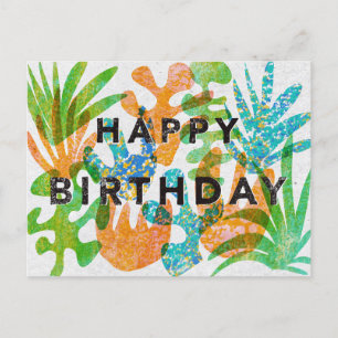 Happy Birthday Wenskaart in Screenprint effect Briefkaart