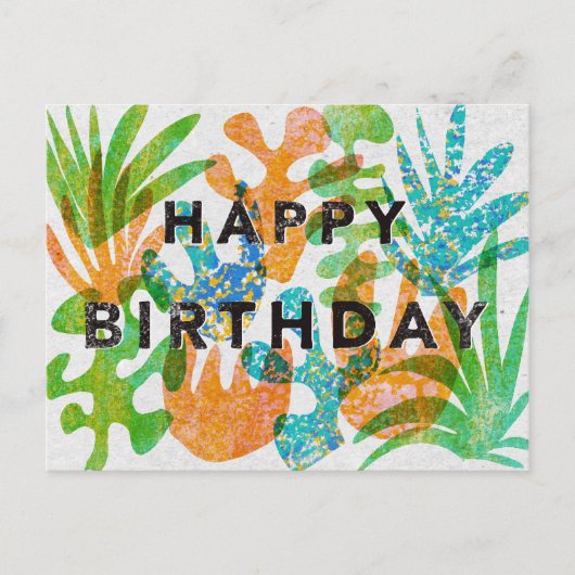 Happy Birthday Wenskaart in Screenprint effect Briefkaart (Voorkant)