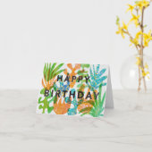 Happy Birthday Wenskaart in Screenprint effect Kaart (Gele Bloem)