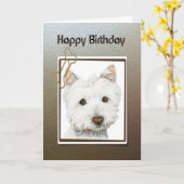 Happy Birthday wenskaart, met een schattige westie Kaart (Gele Bloem)