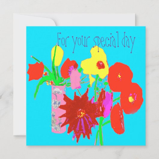 Happy Birthday Wenskaart met Happy Flowers Kaart (Voorkant)