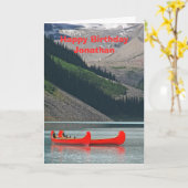 Happy Birthday Wenskaart, Mountain Canoes Kaart (Gele Bloem)