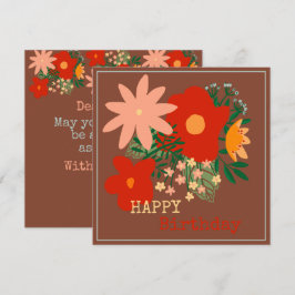 HAPPY Birthday wenskaart origineel bloemetje bruin Kaart