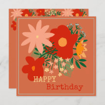 HAPPY Birthday wenskaart originele bloemen rood
