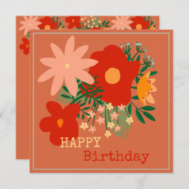 HAPPY Birthday wenskaart originele bloemen rood Kaart